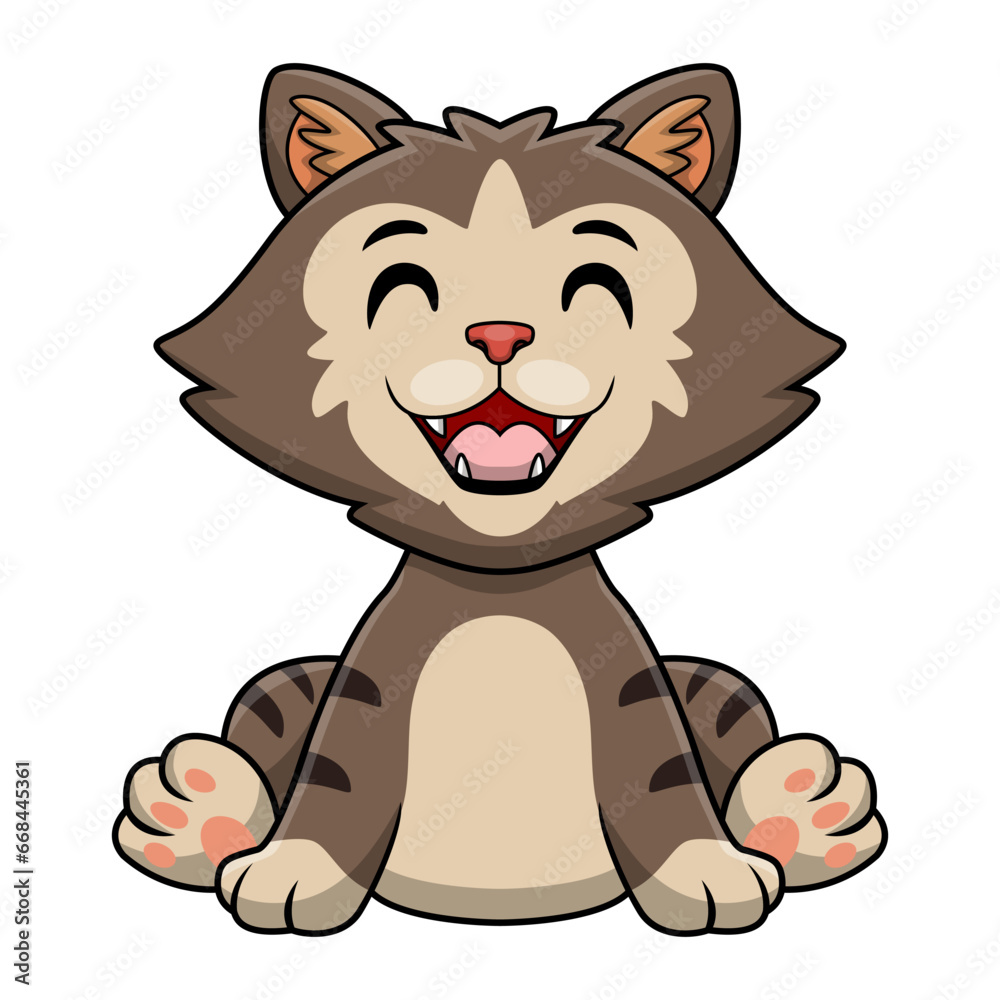 Naklejka premium Cute cat cartoon on white background