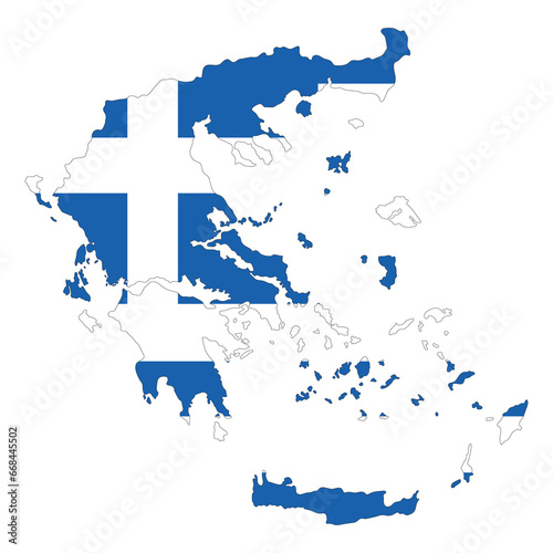 Map of Greece with Greece flag