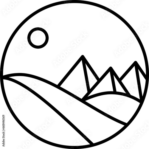 Pyramid circle line icon