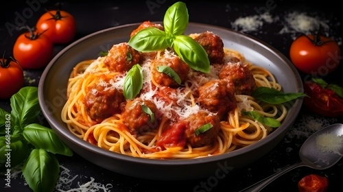 spaghetti with meatballs and tomato sauce  italian pasta