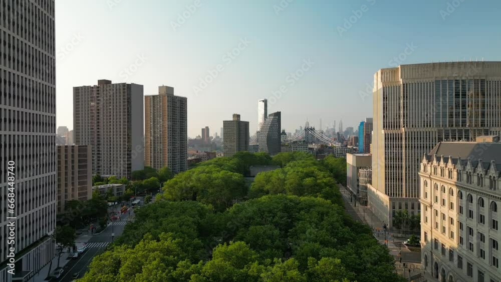 Beautiful Aerial Shot of Cadman Plaza Park in Downtown Brooklyn Beautiful Aerial Shot of Cadman Plaza Park in Downtown Brooklyn