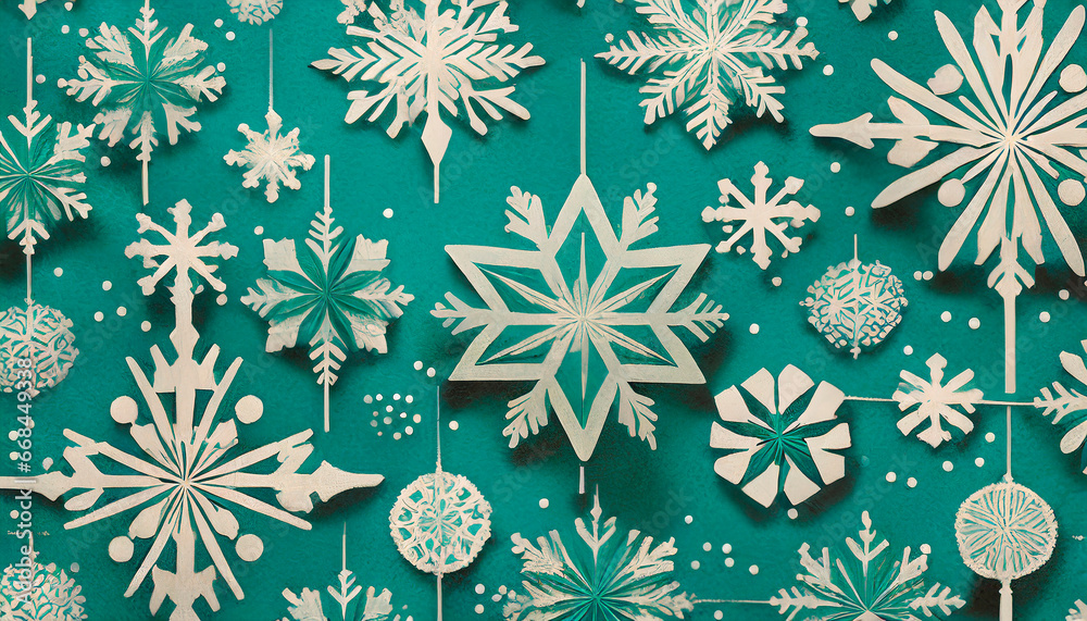 Teal Painterly Retro Christmas Snowflake Wallpaper Pattern Teal Painterly Retro Christmas Snowflake Wallpaper Pattern