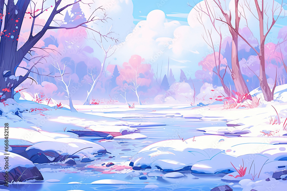 winter landscape with river.