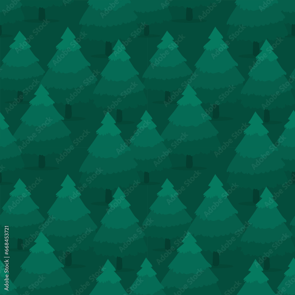 Christmas theme seamless pattern, dark green background.