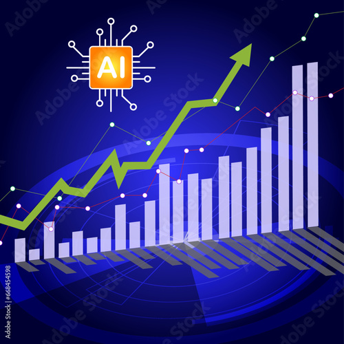 Business concept, growth chart from AI analysis