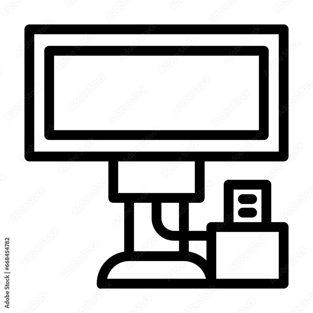 Cash Register Monitor of grocery shopping outline icon Cash Register Monitor of grocery shopping outline icon