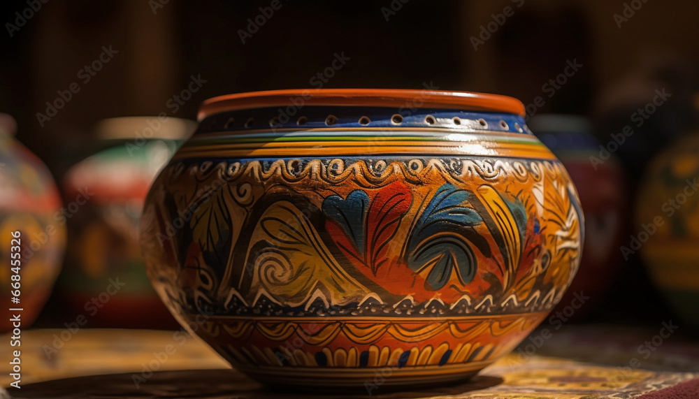 An ancient terracotta vase, a cultural craft decoration generated by AI An ancient terracotta vase, a cultural craft decoration generated by AI