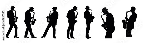 Man with saxophone silhouette  jazz musician  silhouette of saxophonist