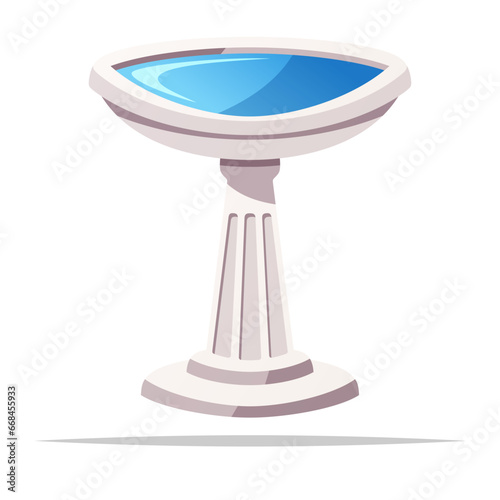 Bird bath bowl vector isolated illustration
