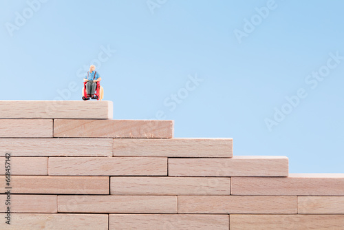 Miniature Photography Staircase Top Lonely Old Man