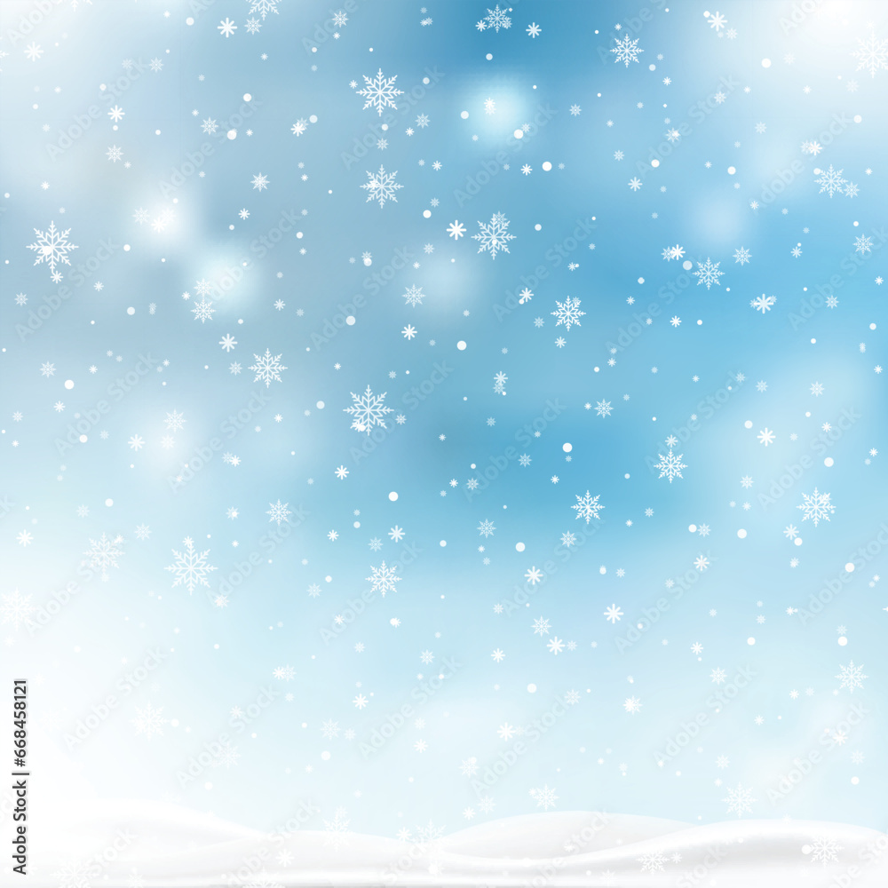 Christmas, Snowy background with falling snow, snowflakes, snowdrift for winter and new year holidays. Vector Christmas, Snowy background with falling snow, snowflakes, snowdrift for winter and new year holidays. Vector