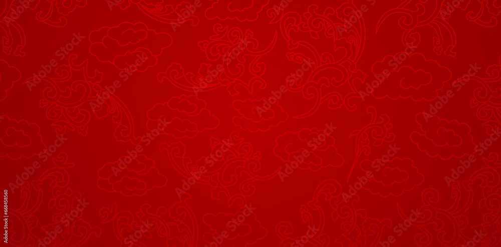 Chinese Ornaments Seamless pattern with red background for Presentations marketing, decks, ads, books covers, Digital interfaces, print design templates material, wedding invitation cards, advertising - obrazy, fototapety, plakaty 