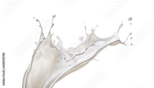 realistic milk splashes or wave with drops and splatter isolated on a transparent background, milk splash, yogurt splash, Generative AI