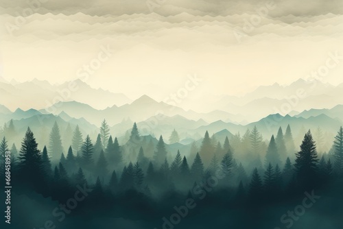 Misty scenes in forest