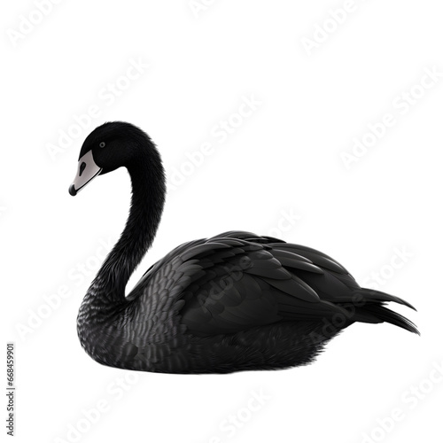 Fototapeta Naklejka Na Ścianę i Meble -  Side view, beautiful black swan isolated on transparent background. 