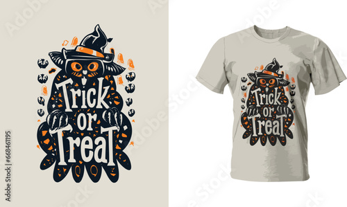 Spooky 'Trick or Treat' Typography Vector Design for T-shirt