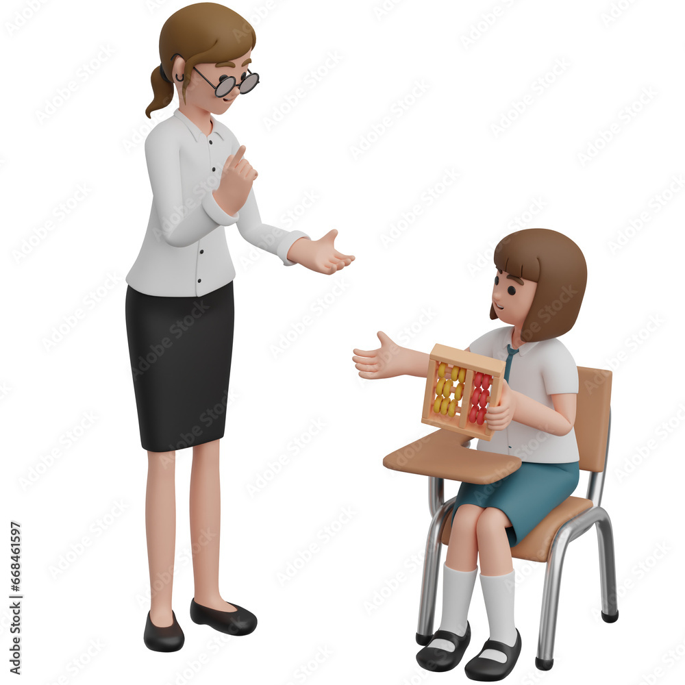 Obraz premium Student with Abacus 3D