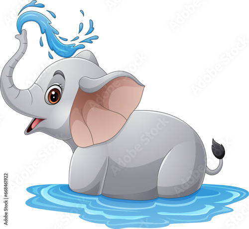 Cartoon cute elephant spraying water © tigatelu