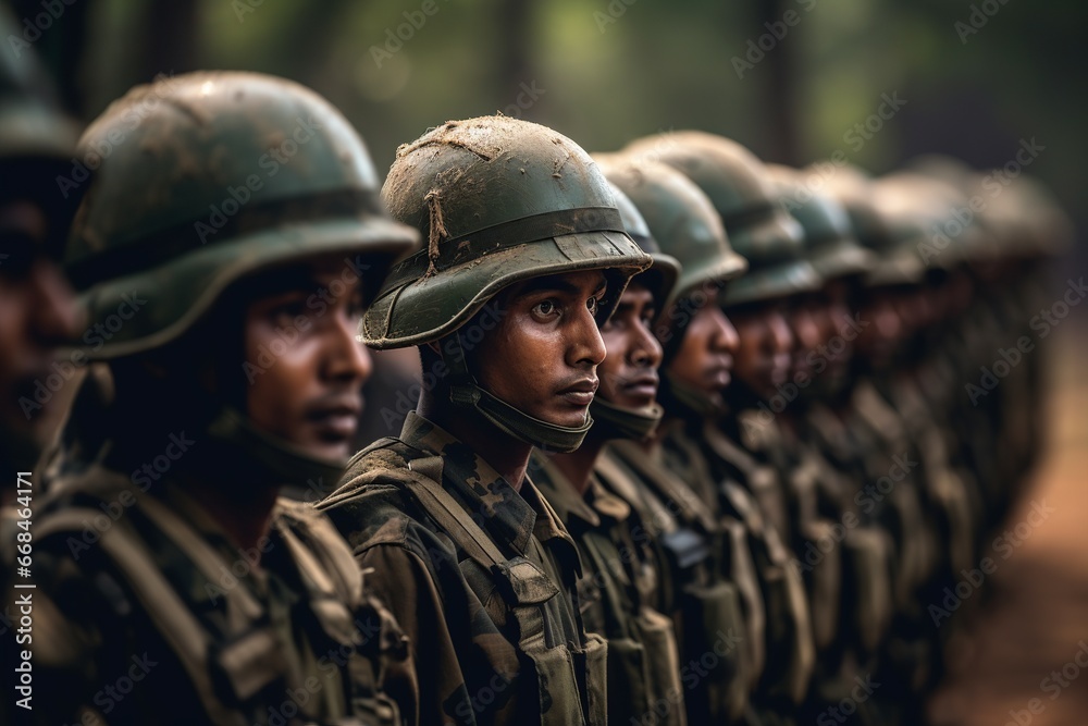 indian army, military men soldiers in line, indian army day