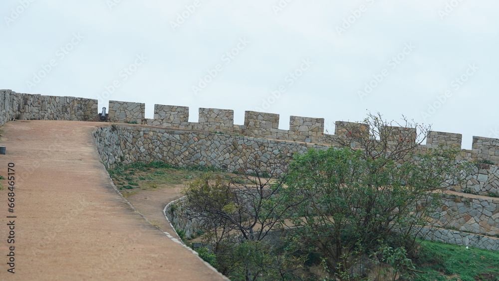 The Chinese old fisher village guarded by the stone built fortress wall