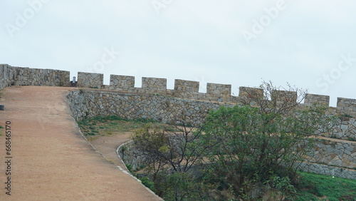 The Chinese old fisher village guarded by the stone built fortress wall