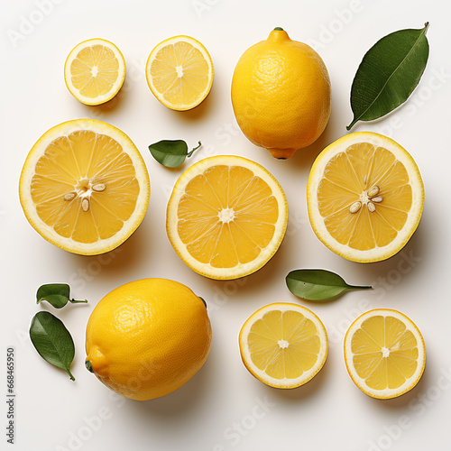 Halved lemon and lime Arrange them together for retouching.