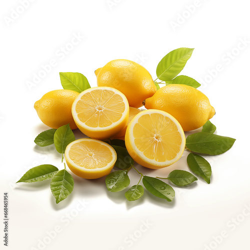 Beautiful composition of lemons on a white background.