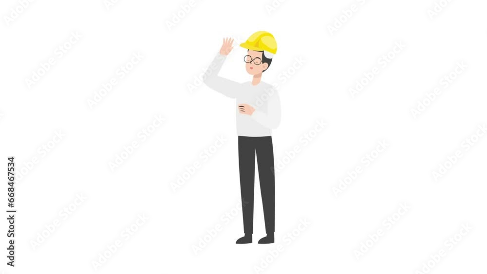 Contractor raising hand character design Contractor raising hand character design