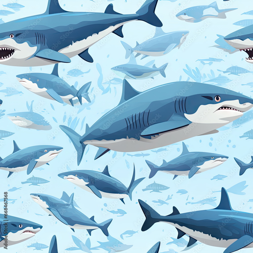 Obraz premium Seamless Pattern of Shark