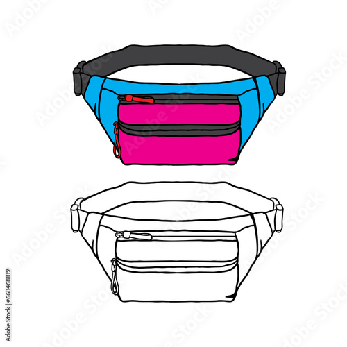 vector illustration of a waistbag that can be changed in color photo