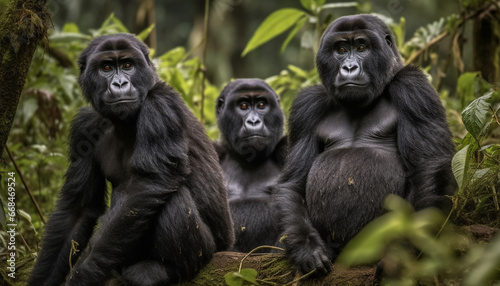 Primate portrait Cute monkey sitting in African rainforest wilderness generated by AI © Stockgiu
