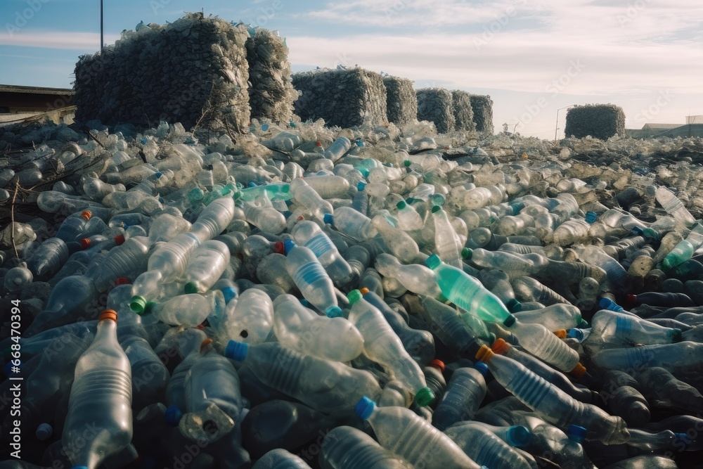 Obraz premium Piles of plastic bottles, Pollution concept. Garbage pile.