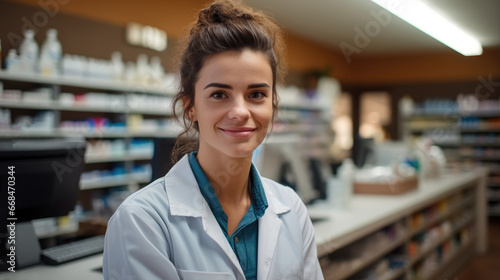 Pharmacists checking products while working in a dispensary.