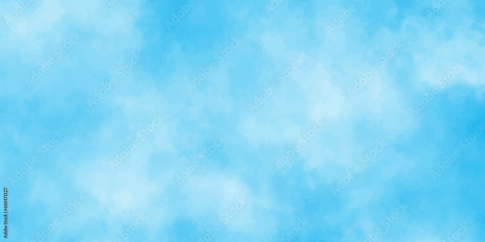 soft and lovely sky blue watercolor background with clouds, Sky clouds with brush painted blue watercolor texture,Aquarelle paint blue paper textured canvas perfect for presentation.