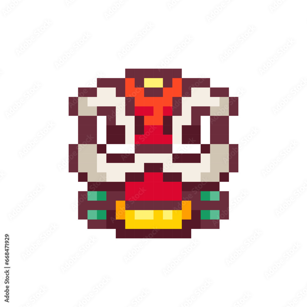 Pixel Art Asian Dragon Face. Retro 8 bit Style Chinese New Year Dragon Mask Illustration. Ideal for Sticker, Retro Decorative Element, Game Asset, Emoji, Patch, Avatar. Pixel Art Asian Dragon Face. Retro 8 bit Style Chinese New Year Dragon Mask Illustration. Ideal for Sticker, Retro Decorative Element, Game Asset, Emoji, Patch, Avatar.