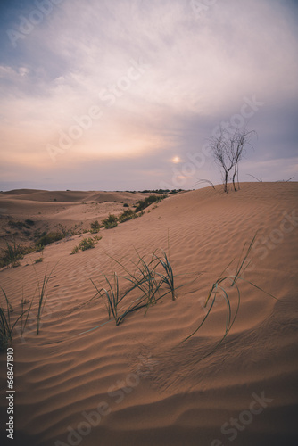 Sunset view, Sand dunes in XiangshaWan, Singing sand Bay, Inner Mongolia, China