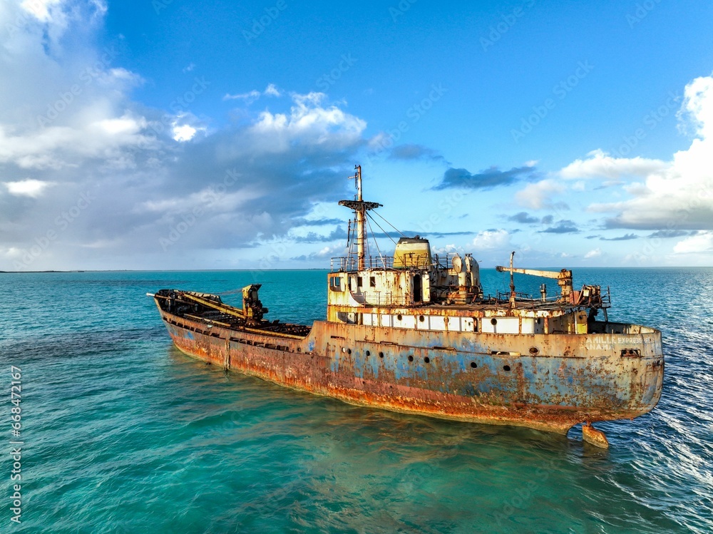 La Famille Express, the 1992 shipwreck, now a famous landmark off Long