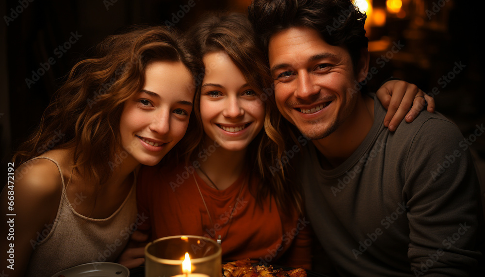Smiling men and women, happiness, togetherness, cheerful love and bonding generated by AI Smiling men and women, happiness, togetherness, cheerful love and bonding generated by AI