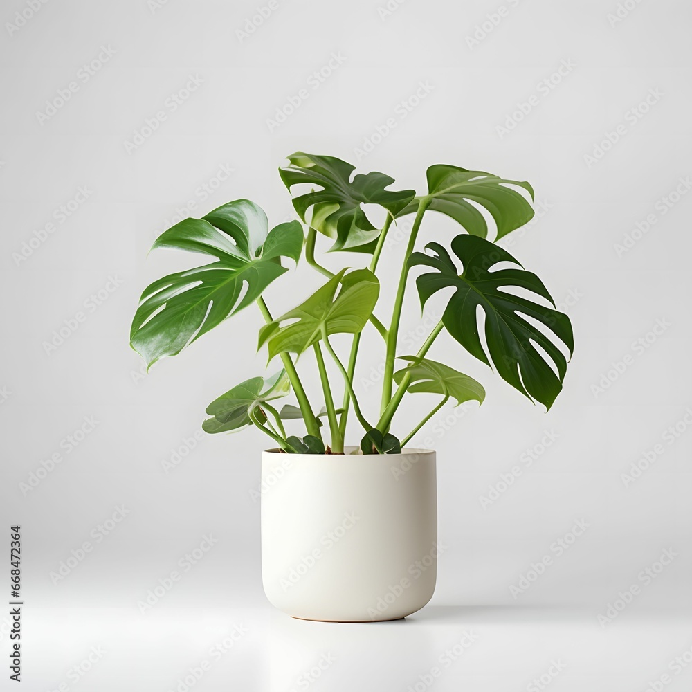 monstera plant in a pot on white background monstera plant in a pot on white background