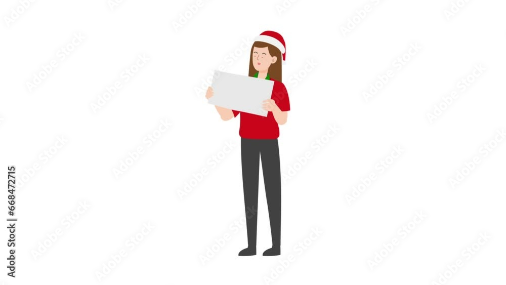 Saleswoman holding placard speaking character. Saleswoman holding placard speaking character.