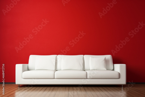 red sofa in a room © Nature creative