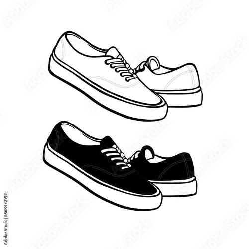 vector illustration of black and white sneakers