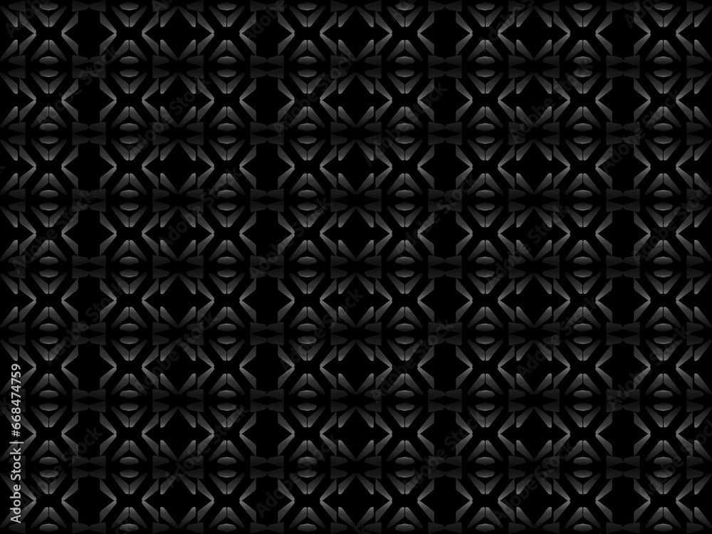 Black steel abstract background empty space for design. Modern technology innovation concept background. Unique ornamental metal sheet for background image.