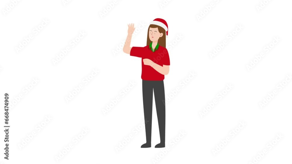 Saleswoman character design waiving hand Saleswoman character design waiving hand