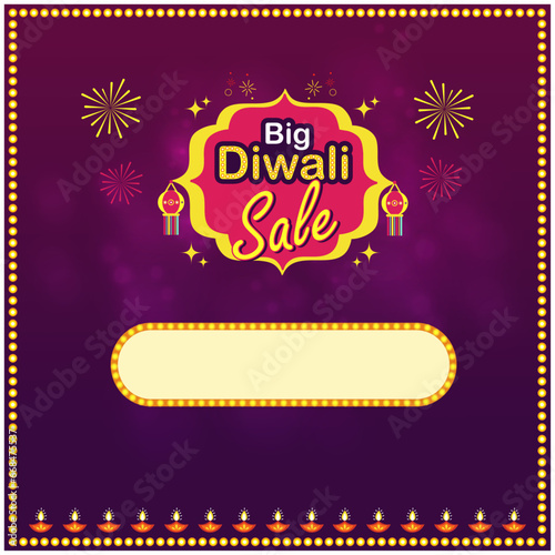 Big Diwali Sale Logo Unit. Diwali Advertisement Template Social Media Post Vector Illustration. Retail, Sale, Electronics Offer Poster