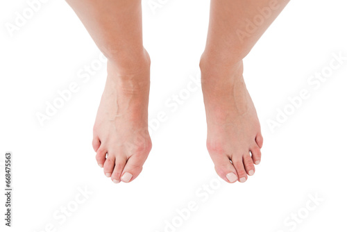 Digital png photo of feet of caucasian woman on transparent background