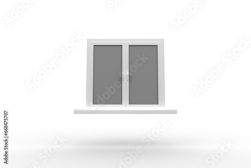 Digital png illustration of window with dark glass on transparent background