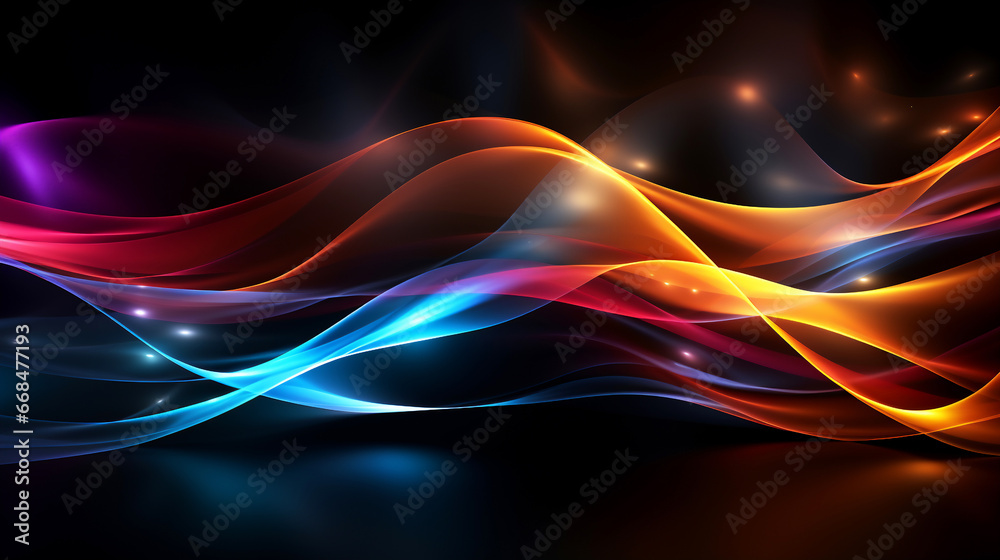 Abstract background golden blue pink color curve wave on black background Abstract background golden blue pink color curve wave on black background