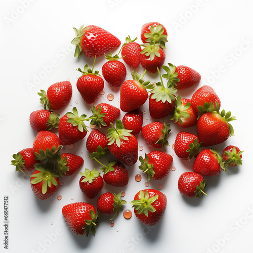 Many piles of strawberries