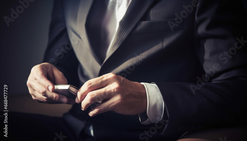 Successful businessman holding a wedding ring  exuding confidence and elegance generated by AI